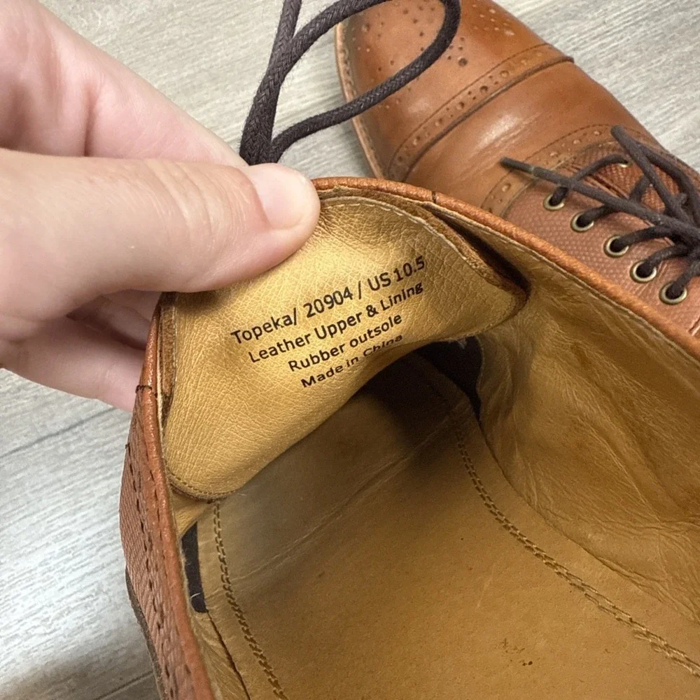 Warfield & Grand Topeka Tan Brown Leather Cap Toe Brogue Oxford Mens 10.5 20904